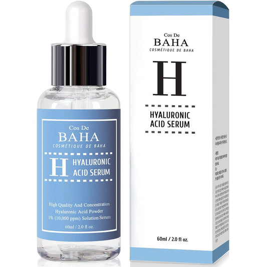 Cos De BAHA Hyaluronserum 60 ml – Reines Natriumhyaluronat 10.000 ppm Feuchtigkeitsserum für trockene & dehydrierte Haut – Leicht, parfümfrei, koreanische Hautpflege