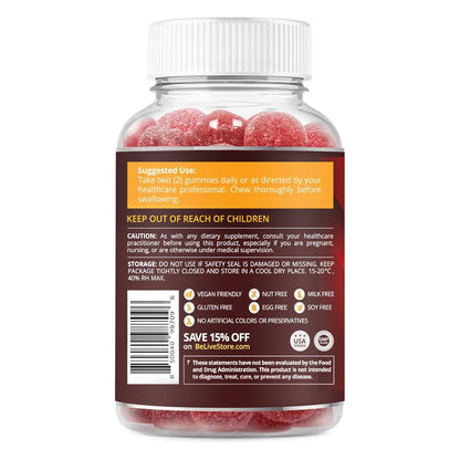 BeLive Apfelessig Gummibärchen – Zuckerfreie ACV Gummis für Entgiftung & Verdauung – Vegane, Keto-freundliche Alternative zu Kapseln – 60 Stück