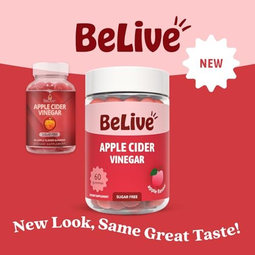 BeLive Apfelessig Gummibärchen – Zuckerfreie ACV Gummis für Entgiftung & Verdauung – Vegane, Keto-freundliche Alternative zu Kapseln – 60 Stück
