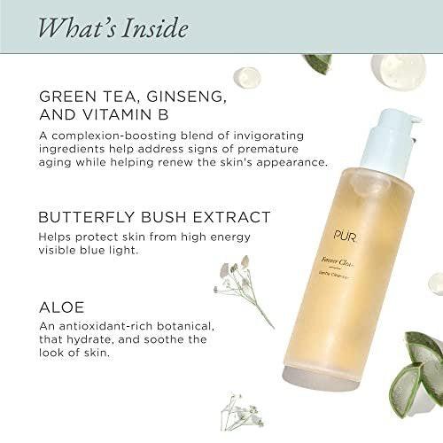 PÜR MINERALS Forever Clean Sanfter Gesichtsreiniger – Sulfatfreier Make-up-Entferner, veganfreundlich mit Grüntee und Aloe Vera, 118 ml