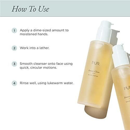 PÜR MINERALS Forever Clean Sanfter Gesichtsreiniger – Sulfatfreier Make-up-Entferner, veganfreundlich mit Grüntee und Aloe Vera, 118 ml