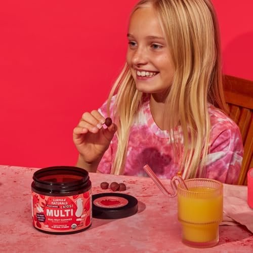 Llama Naturals Kinder Multivitamin Gummis | Mit echtem Obst, kein zugesetzter Zuckerrohr | Organische vegane Vollwert-Vitamine für Kleinkinder | Vitamin D, C & Beta-Carotin Gummibonbon | Erdbeere 90 Stück (1-2 Monate)