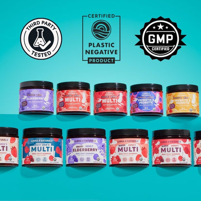 Llama Naturals Kinder Multivitamin Gummis | Mit echtem Obst, kein zugesetzter Zuckerrohr | Organische vegane Vollwert-Vitamine für Kleinkinder | Vitamin D, C & Beta-Carotin Gummibonbon | Erdbeere 90 Stück (1-2 Monate)