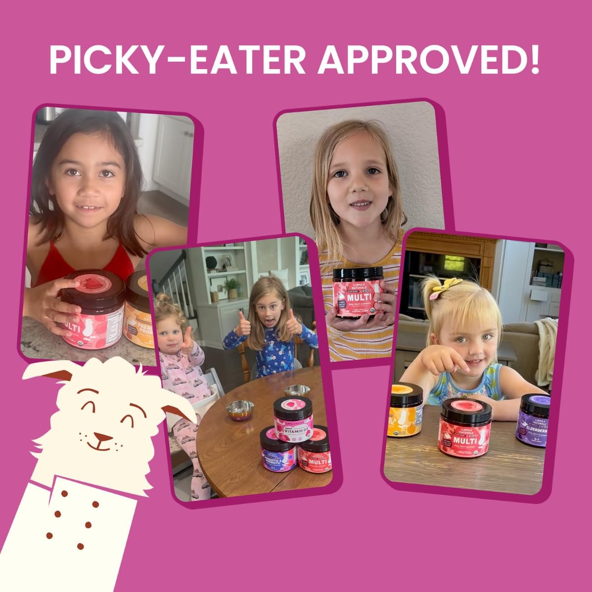 Llama Naturals Kinder Multivitamin Gummis | Aus echten Früchten, ohne zugesetzten Rohrzucker | Bio-vegane Vollwert-Vitamine für Kleinkinder | Vitamin D, C & Beta-Carotin | Kirsche 90 Stück (1-2 Monate)