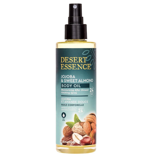 Desert Essence Jojoba & Sweet Almond Body Oil Spray – 24h Feuchtigkeit, vegan & glutenfrei, 250 ml