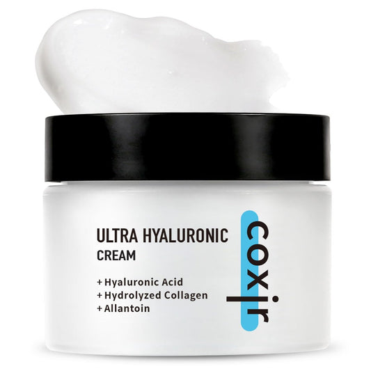 coxir Ultra Hyaluronic Cream – Intensive Feuchtigkeitscreme für trockene, dehydrierte Haut | Hyaluronsäure & Aloe Vera | Leichte koreanische Gesichtscreme gegen Wintertrockenheit & für strahlende Haut 50ml (1,69 fl oz)