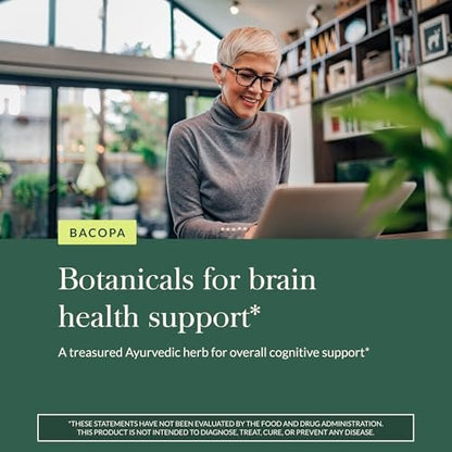 Gaia Herbs Bacopa - Kognitive Unterstützung & Gehirngesundheit - Mit Bacopa Monnieri für einen klaren Geist - 60 vegane Liquid-Phyto-Kapseln