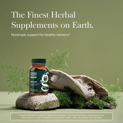 Gaia Herbs Bacopa - Kognitive Unterstützung & Gehirngesundheit - Mit Bacopa Monnieri für einen klaren Geist - 60 vegane Liquid-Phyto-Kapseln