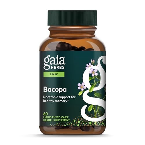 Gaia Herbs Bacopa - Kognitive Unterstützung & Gehirngesundheit - Mit Bacopa Monnieri für einen klaren Geist - 60 vegane Liquid-Phyto-Kapseln