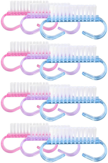 12er-Pack Handgriff-Nagelbürsten (verschiedene Farben) – Fingernagel-Reinigungsbürsten für Zehen und Nägel, Pedikürebürsten für Männer und Frauen