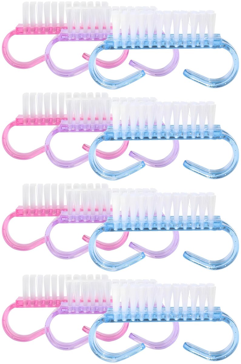 12er-Pack Handgriff-Nagelbürsten (verschiedene Farben) – Fingernagel-Reinigungsbürsten für Zehen und Nägel, Pedikürebürsten für Männer und Frauen