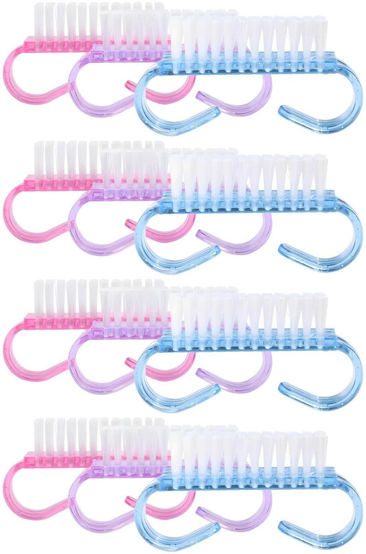 12er-Pack Handgriff-Nagelbürsten (verschiedene Farben) – Fingernagel-Reinigungsbürsten für Zehen und Nägel, Pedikürebürsten für Männer und Frauen
