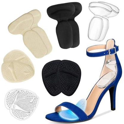 ONUEMP Fersenschutz-Einlagen, Hochhacken-Polster für zu große Schuhe, wiederverwendbare Anti-Rutsch-Schuhpolster, Fußsohlen und Metatarsal-Pads für Damen, Blasenprävention - 6 Paare
