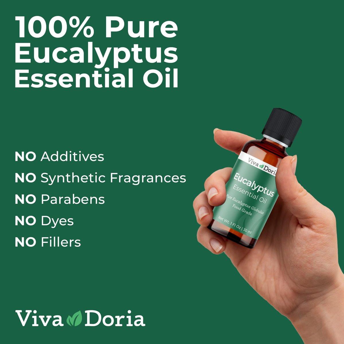 Viva Doria Eukalyptus ätherisches Öl, 100% rein, natürlich, unverdünnt, für Aromatherapie | Lebensmittelqualität, 30 ml (1 Fl Oz)