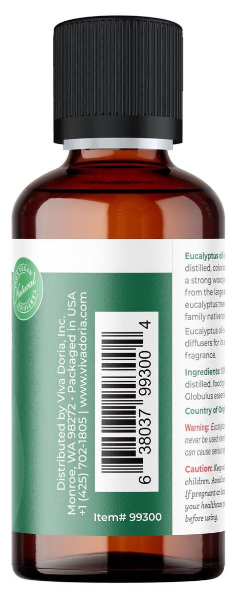 Viva Doria Eukalyptus ätherisches Öl, 100% rein, natürlich, unverdünnt, für Aromatherapie | Lebensmittelqualität, 30 ml (1 Fl Oz)