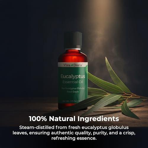 Viva Doria Eukalyptus ätherisches Öl, 100% rein, natürlich, unverdünnt, für Aromatherapie | Lebensmittelqualität, 30 ml (1 Fl Oz)
