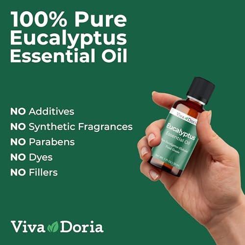 Viva Doria Eukalyptus ätherisches Öl, 100% rein, natürlich, unverdünnt, für Aromatherapie | Lebensmittelqualität, 30 ml (1 Fl Oz)