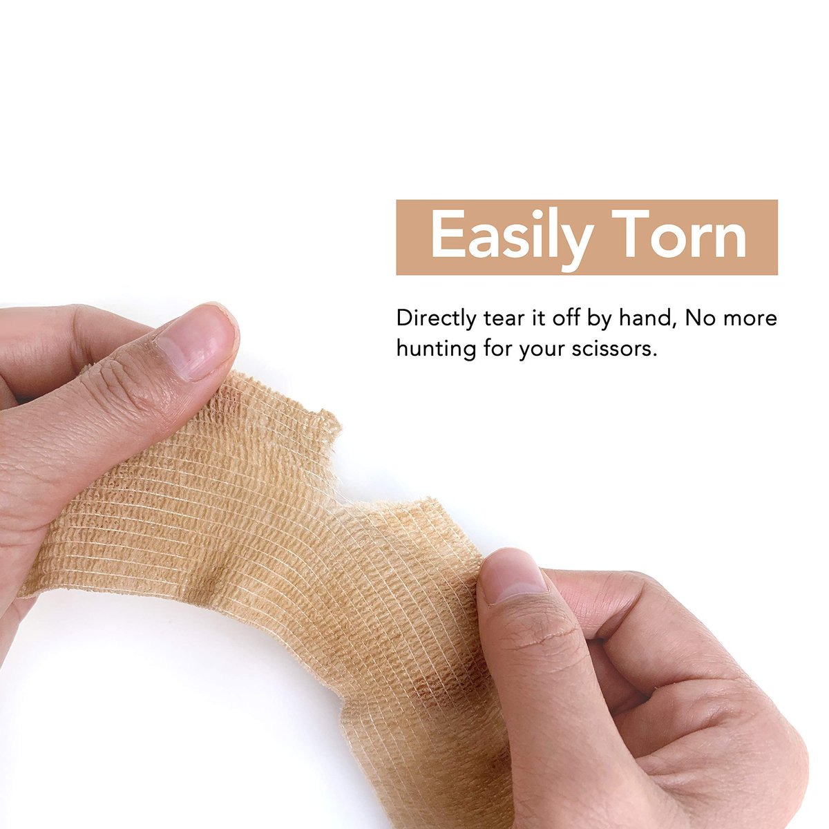 RISEN Kohäsive Binde 2" x 5 Yards, 6 Rollen, Selbsthaftender Verband, medizinisches Tape, atmungsaktive Erste-Hilfe-Gaze, ideal für Sport und Verletzungen