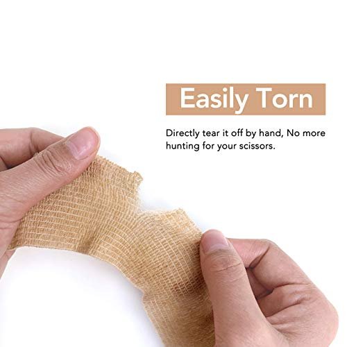 RISEN Kohäsive Binde 2" x 5 Yards, 6 Rollen, Selbsthaftender Verband, medizinisches Tape, atmungsaktive Erste-Hilfe-Gaze, ideal für Sport und Verletzungen