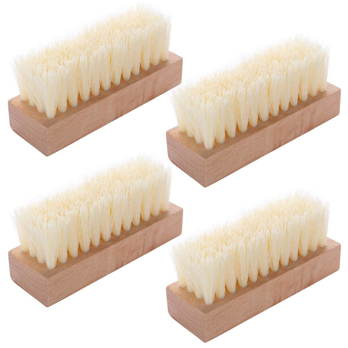 4er-Pack Holz-Nagelbürste – Strapazierfähige, rutschfeste Hand- und Nagelreinigerbürste für Nägel und Zehen