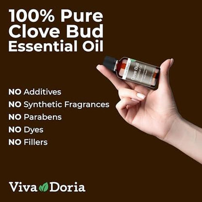 Viva Doria 100 % reines Nelkenknospen-Öl, unverdünnt, Lebensmittelqualität, 30 ml