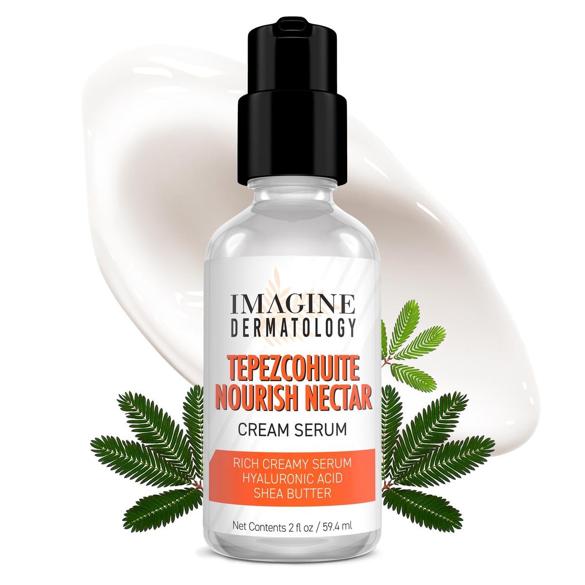 Tepezcohuite Nourish Nectar - Konzentrierte Hyaluronsäure-Sheabutter-Creme-Serum-Feuchtigkeitscreme mit Mimosa Tenuiflora Rindenextrakt, parfümfrei, parabenfrei, hergestellt in den USA, 59,4 ml