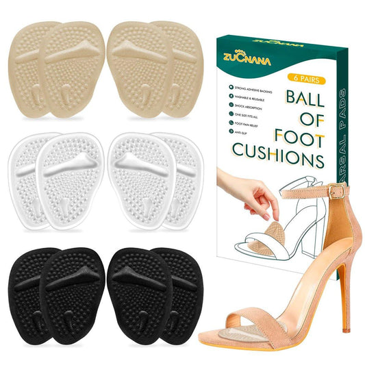 ZUCNANA Metatarsal-Pads Ball-of-Foot-Polster (6 Paare), Rutschfeste High-Heel-Einlagen für Damen, Einheitsgröße für alle Schuhe, wiederverwendbare Fußpolster für ganztägige Schmerzlinderung und Komfort