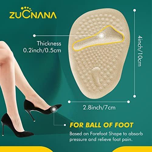 ZUCNANA Ballenpolster (Beige) | Metatarsal Pads für Damen (6 Paar Fußpolster) | Wiederverwendbare Schuheinlagen zur Schmerzlinderung | Rutschfeste Fersenpolster, ideal bei Neurom und Hornhaut