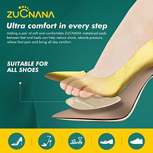 ZUCNANA Metatarsal-Pads Ball-of-Foot-Polster (6 Paare), Rutschfeste High-Heel-Einlagen für Damen, Einheitsgröße für alle Schuhe, wiederverwendbare Fußpolster für ganztägige Schmerzlinderung und Komfort