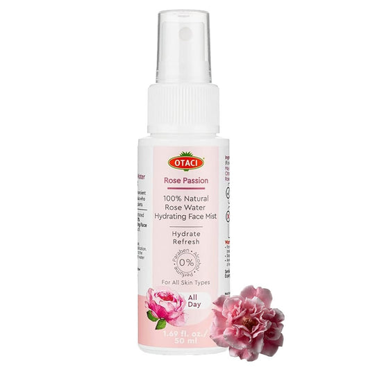 OTACI Rose Passion Gesichtsspray – 100% natürliches Rosenwasser für strahlende, erfrischte Haut – Reisegröße 50 ml – Vegan, alkoholfrei, für alle Hauttypen