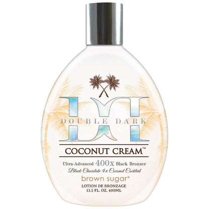 Brown Sugar Double Dark Coconut Cream Bräunungslotion – Ultra-Advanced 400X Black Chocolate Bronzer mit Kokosnuss-Cocktail & Argan-Extrakten, 400 ml