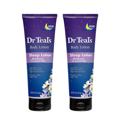 Dr Teal's Melatonin Schlaf-Lotion Geschenkset (2er Pack, 240 ml) – Nachtpflege Körperlotion mit Shea- & Kakaobutter zur Pflege und Schutz der Haut – Fördert besseren Schlaf
