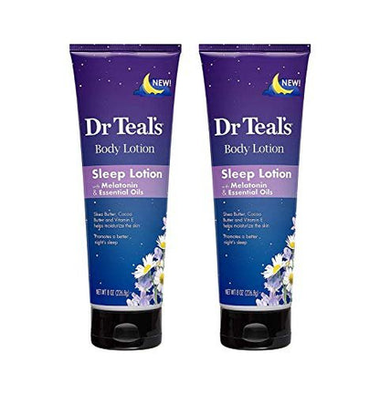 Dr Teal's Melatonin Schlaf-Lotion Geschenkset (2er Pack, 240 ml) – Nachtpflege Körperlotion mit Shea- & Kakaobutter zur Pflege und Schutz der Haut – Fördert besseren Schlaf
