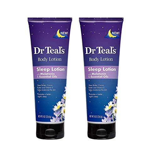Dr Teal's Melatonin Schlaf-Lotion Geschenkset (2er Pack, 240 ml) – Nachtpflege Körperlotion mit Shea- & Kakaobutter zur Pflege und Schutz der Haut – Fördert besseren Schlaf