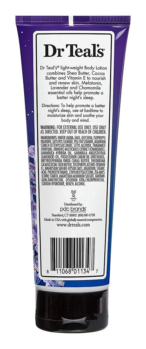 Dr Teal's Melatonin Schlaf-Lotion Geschenkset (2er Pack, 240 ml) – Nachtpflege Körperlotion mit Shea- & Kakaobutter zur Pflege und Schutz der Haut – Fördert besseren Schlaf
