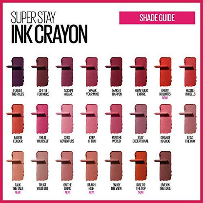 Maybelline SuperStay Ink Crayon Matt Lipstick – Lange Haltbarkeit & eingebauter Spitzer, Farbe: Forget The Rules, 0,04 oz