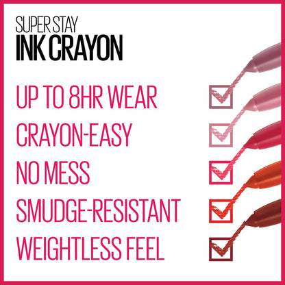 Maybelline SuperStay Ink Crayon Matt Lipstick – Lange Haltbarkeit & eingebauter Spitzer, Farbe: Forget The Rules, 0,04 oz