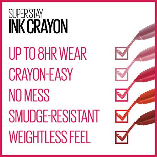 Maybelline SuperStay Ink Crayon Matt Lipstick – Lange Haltbarkeit & eingebauter Spitzer, Farbe: Forget The Rules, 0,04 oz