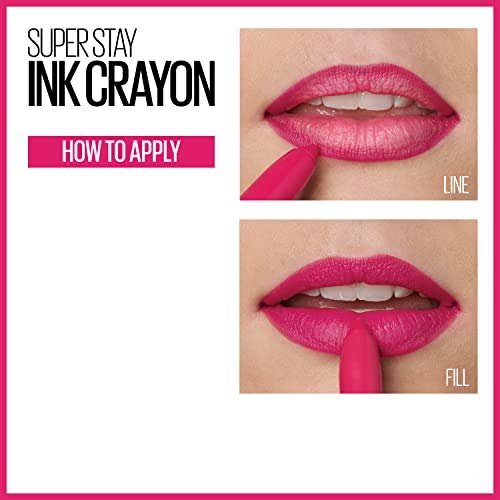 Maybelline SuperStay Ink Crayon Matt Lipstick – Lange Haltbarkeit & eingebauter Spitzer, Farbe: Forget The Rules, 0,04 oz