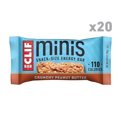 CLIF BAR Minis – Knusprige Erdnussbutter – Mit Hafer aus biologischem Anbau – 5 g Protein – Nicht-GVO – Pflanzlich – Snack-große Energieriegel – 0,99 oz (20er Pack)