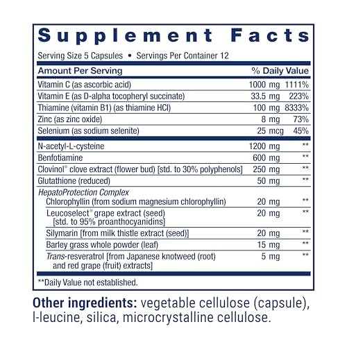 Life Extension Anti-Alcohol Complex – Vitamin C, Zink, Traubenkern, Mariendistel, Nelkenextrakt – Unterstützt gesunden Alkoholstoffwechsel & optimale Leberfunktion – Glutenfrei, Nicht-GVO, 60 Kapseln