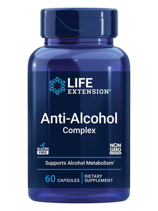 Life Extension Anti-Alcohol Complex – Vitamin C, Zink, Traubenkern, Mariendistel, Nelkenextrakt – Unterstützt gesunden Alkoholstoffwechsel & optimale Leberfunktion – Glutenfrei, Nicht-GVO, 60 Kapseln