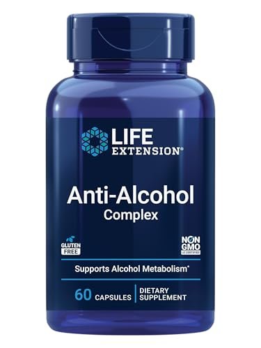 Life Extension Anti-Alcohol Complex – Vitamin C, Zink, Traubenkern, Mariendistel, Nelkenextrakt – Unterstützt gesunden Alkoholstoffwechsel & optimale Leberfunktion – Glutenfrei, Nicht-GVO, 60 Kapseln