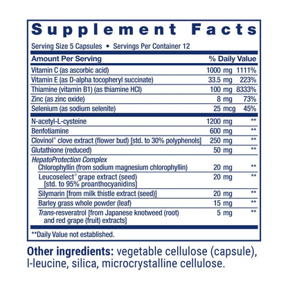 Life Extension Anti-Alcohol Complex – Vitamin C, Zink, Traubenkern, Mariendistel, Nelkenextrakt – Unterstützt gesunden Alkoholstoffwechsel & optimale Leberfunktion – Glutenfrei, Nicht-GVO, 60 Kapseln