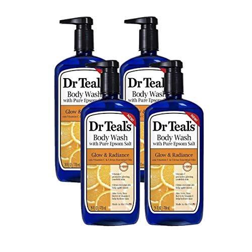 Dr Teal's Glow & Radiance Duschgel mit Vitamin C und Zitrus-Ölen, 24 Fl Oz (Packung mit 4)