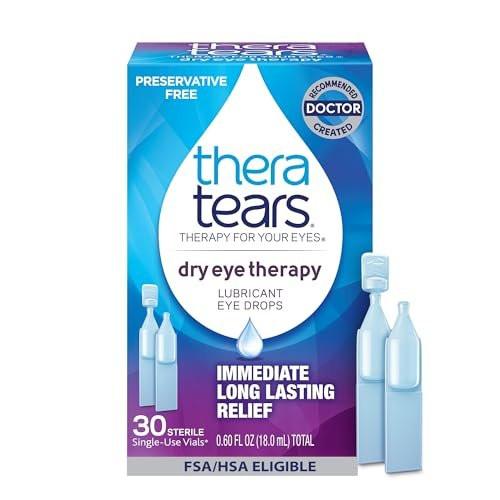 TheraTears Trockene Augen Therapie – Befeuchtende Augentropfen, Konservierungsmittelfrei, 30 Einzeldosen