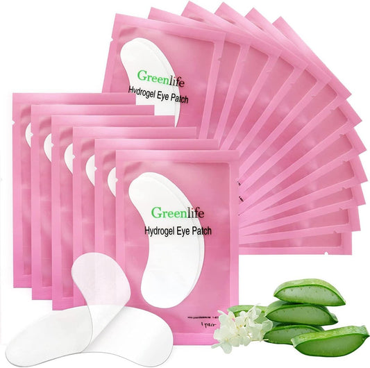 GreenLife 50 Paar Augenpads, 100% natürliche Wimpernverlängerung Unteraugen-Gel-Pads mit Kollagen und Aloe Vera Hydrogel-Augenpads-Set für Wimpernverlängerungs-Zubehör (50, 150, 300 Paare)