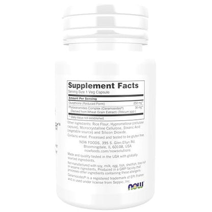 NOW Foods Solutions, Glutathione Hautaufheller mit Ceramosiden®, feuchtigkeitsspendend und aufhellend, 30 vegane Kapseln