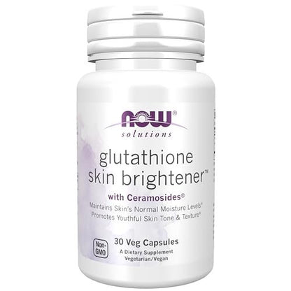 NOW Foods Solutions, Glutathione Hautaufheller mit Ceramosiden®, feuchtigkeitsspendend und aufhellend, 30 vegane Kapseln