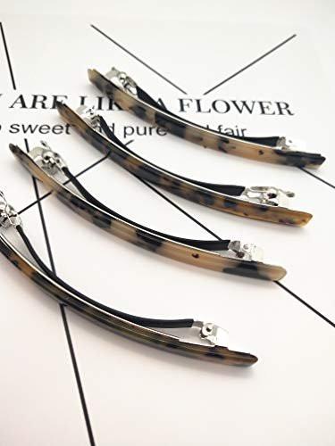 4er-Pack Elegante automatische Haarklammern – 4 Zoll Lange, Dünne Handgefertigte Celluloid-Onyx-Haarklammern für Frauen und Mädchen
